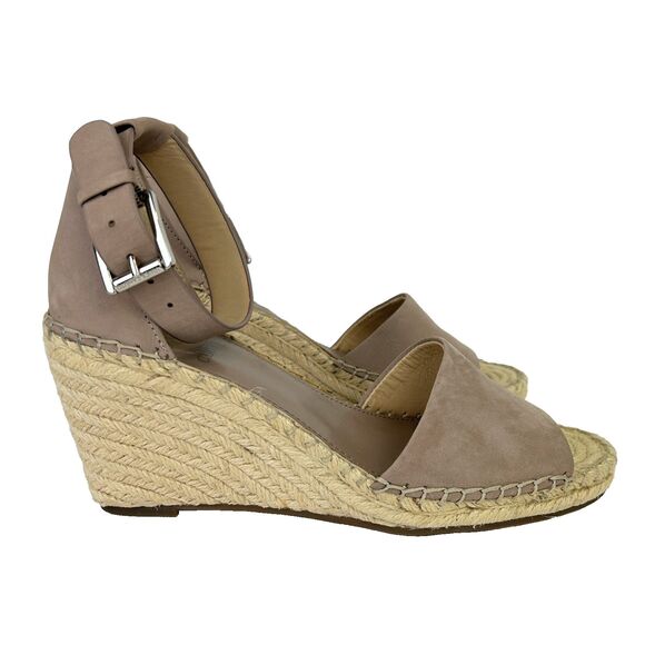 Vince Camuto Leera Wedge Heeled Sandals Woven Espadrilles Mink Taupe Suede 8.5 - Picture 1 of 11